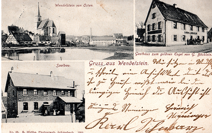 Bild einer Postkarte aus dem Jahr 1952: Die Wendelsteiner Gastwirtschaften mit ihren Neubauten